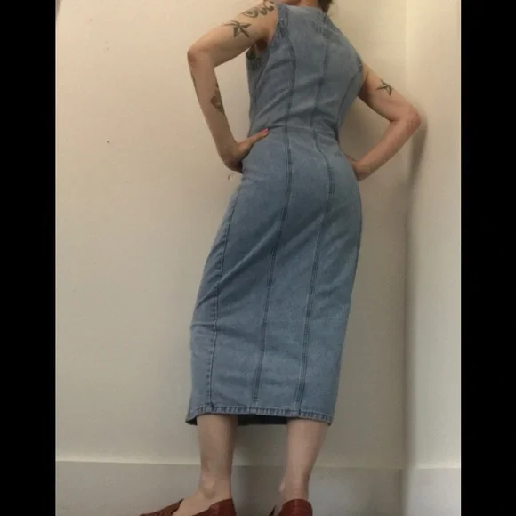 Z. Cavaricci Vintage Button Down Denim Dress Vneck Sleeveless Mint Condition - Picture 2 of 15